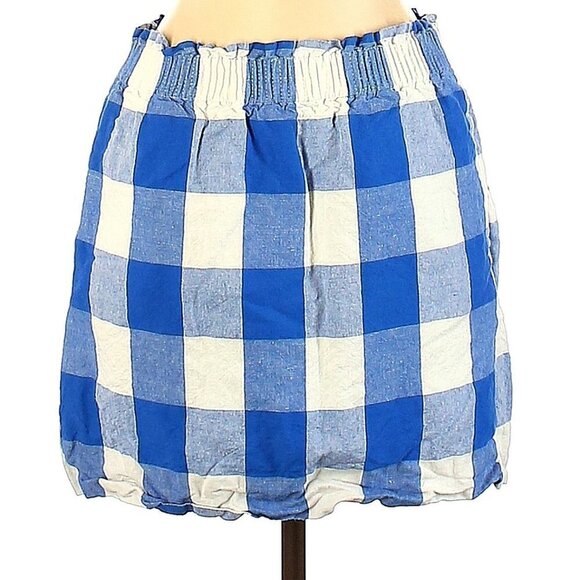 J.Crew Women's Blue Plaid Flannel Casual Cotton Linen Mini Skirt, Sz 6 - Picture 2 of 3
